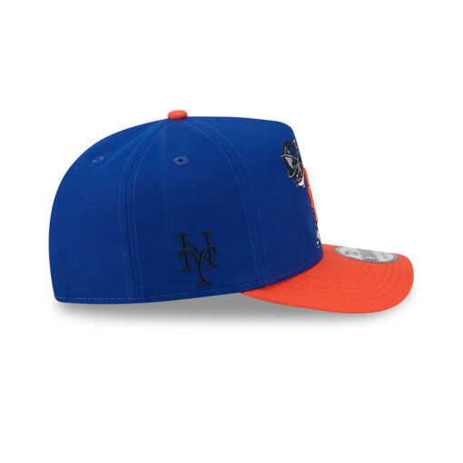 New York Mets Cartoon Royal Stitched Logo A-Frame Snapback Hat