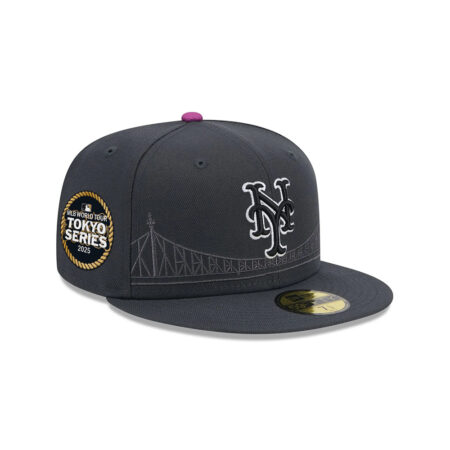 New York Mets City Connect Dark Grey Embroidered Fitted Hat