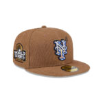 New York Mets Logo Scribble Brown Embroidered Fitted Hat