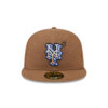 New York Mets Logo Scribble Brown Embroidered Fitted Hat