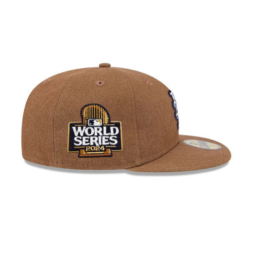 New York Mets Logo Scribble Brown Embroidered Fitted Hat