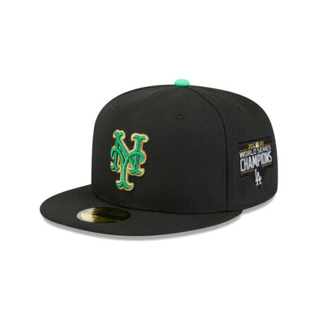 New York Mets St. Patricks Day Black Embroidered Fitted Cap