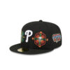 Philadelphia Phillies Day of the Dead Skull & Flowers Black Embroidered Logo Fitted Cap