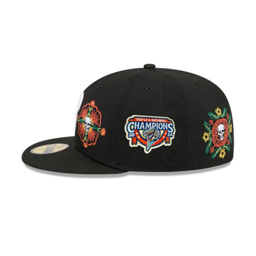 Philadelphia Phillies Day of the Dead Skull Flowers Black Embroidered Logo Fitted Cap