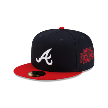 Atlanta Braves All-Star Side Patch Fitted Cap in Black Red