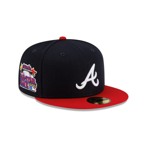 Atlanta Braves All-Star Side Patch Fitted Cap in Black Red