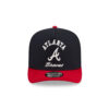 Atlanta Braves Arch Script A-Frame Snapback in Black Red