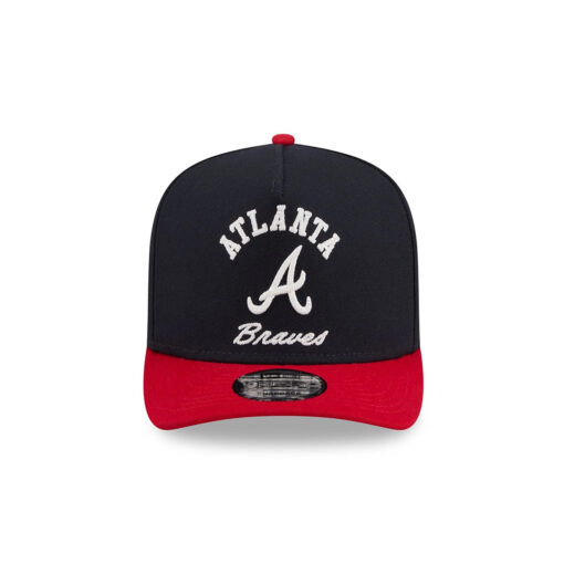 Atlanta Braves Arch Script A-Frame Snapback in Black Red