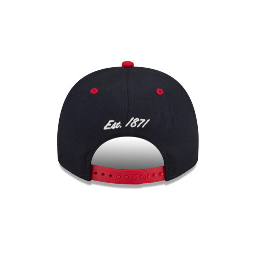 Atlanta Braves Arch Script A-Frame Snapback in Black Red