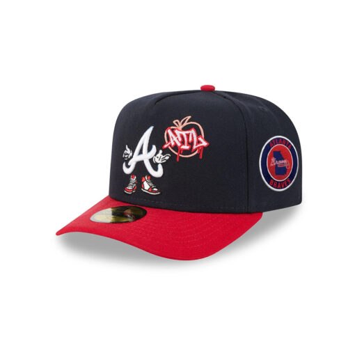 Atlanta Braves Cartoon A-Frame Fitted Cap in Black Red