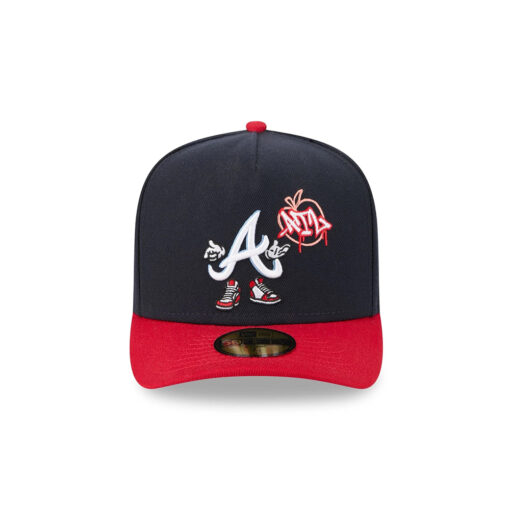 Atlanta Braves Cartoon A-Frame Fitted Cap in Black Red