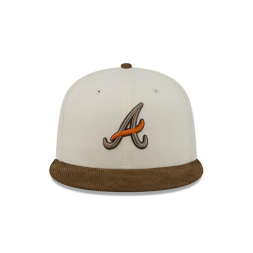 Atlanta Braves Corduroy Chrome Fitted Cap in Cream