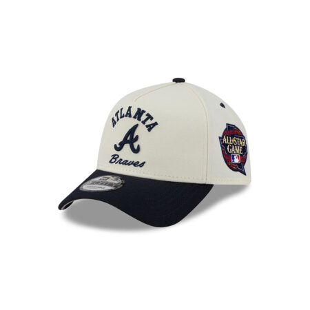 Atlanta Braves Curved Script A-Frame Snapback in Chrome White