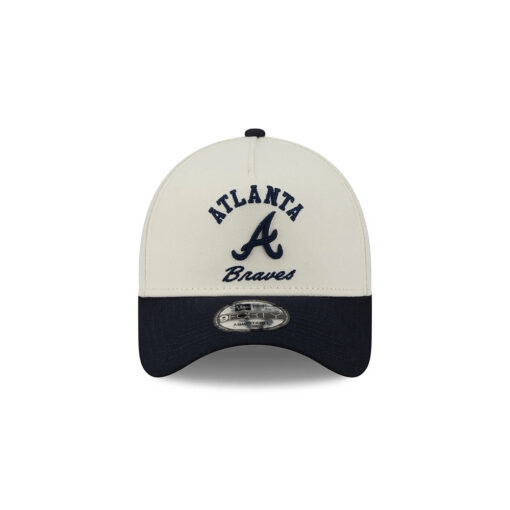 Atlanta Braves Curved Script A-Frame Snapback in Chrome White