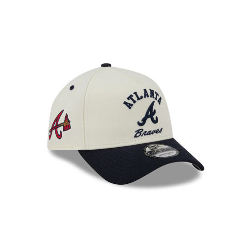 Atlanta Braves Curved Script A-Frame Snapback in Chrome White