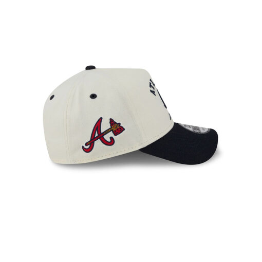 Atlanta Braves Curved Script A-Frame Snapback in Chrome White