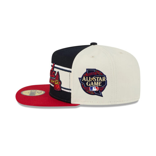 Atlanta Braves Derby Stripe A-Frame Fitted Cap in Cream Black