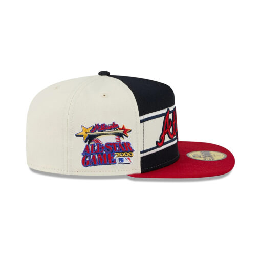 Atlanta Braves Derby Stripe A-Frame Fitted Cap in Cream Black