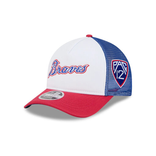 Atlanta Braves Derby Stripe M-Crown A-Frame Snapback in White Red