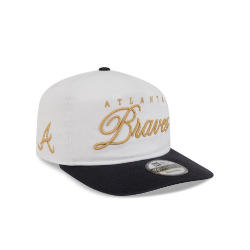 Atlanta Braves Gold Script Adjustable Cap in White
