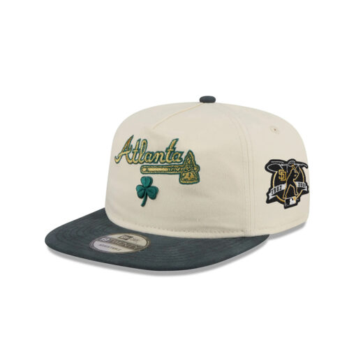 Atlanta Braves Metallic Logo Adjustable Cap in Cream