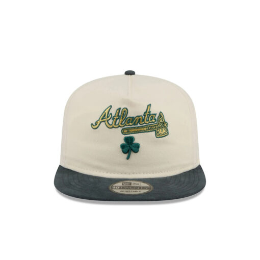 Atlanta Braves Metallic Logo Adjustable Cap in Cream