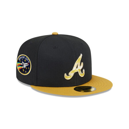 Atlanta Braves Metallic Logo Fitted Cap in Gold