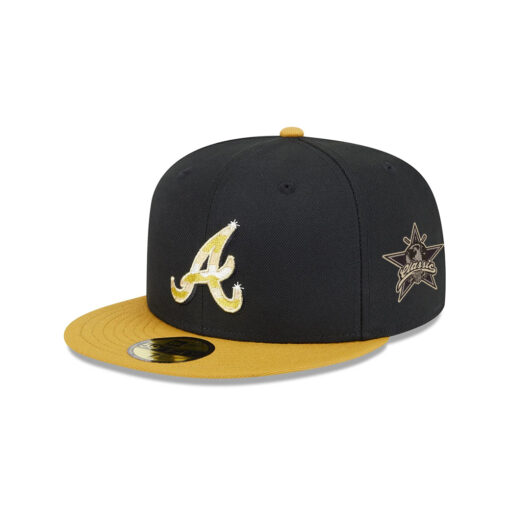 Atlanta Braves Metallic Logo Fitted Cap in Gold