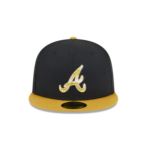 Atlanta Braves Metallic Logo Fitted Cap in Gold