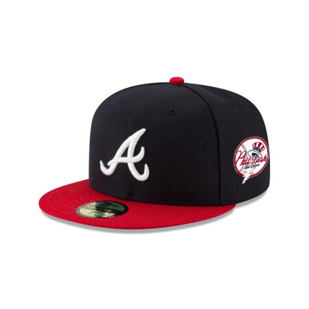 Atlanta Braves Number 13 Side Patch Fitted Cap in Black Red