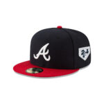 Atlanta Braves Number 28 Side Patch Fitted Cap in Black/Red