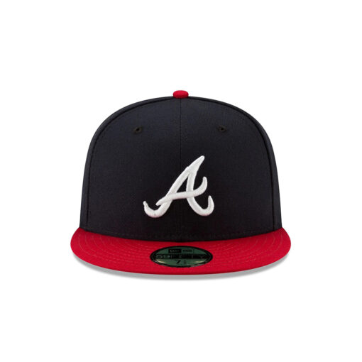 Atlanta Braves Number 28 Side Patch Fitted Cap in Black/Red