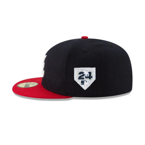 Atlanta Braves Number 28 Side Patch Fitted Cap in Black/Red