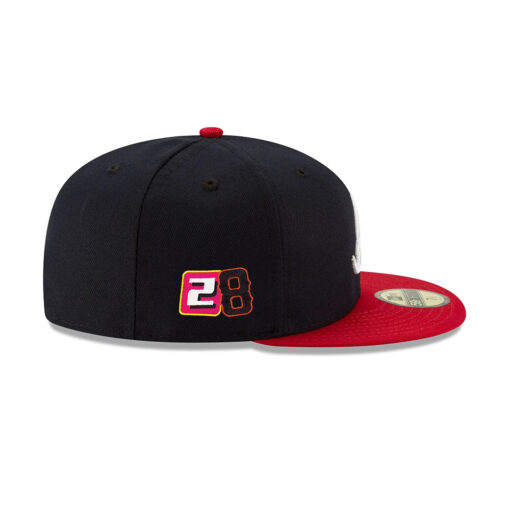 Atlanta Braves Number 28 Side Patch Fitted Cap in Black/Red