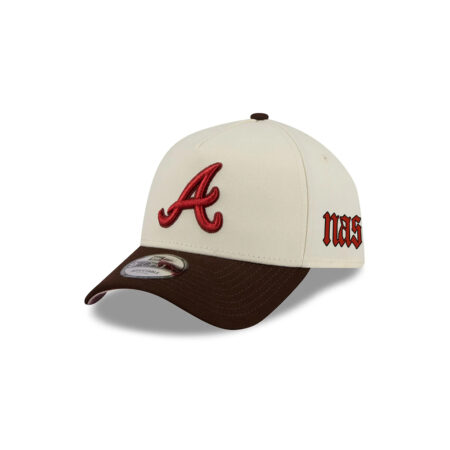 Atlanta Braves Skyline Script A-Frame Snapback in White