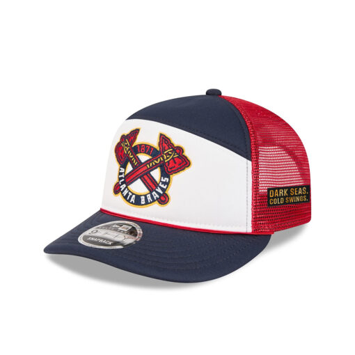 Atlanta Braves Split-Panel Mesh Snapback in White Red