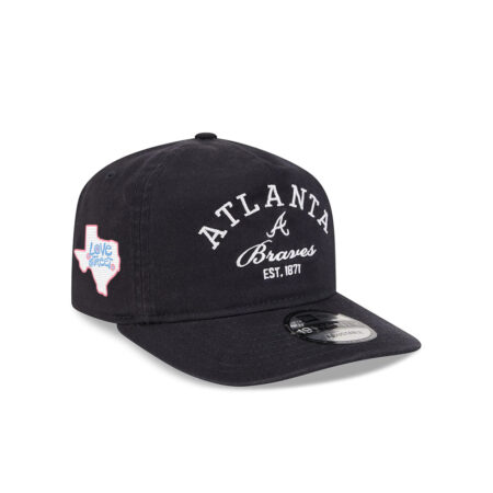 Atlanta Braves Stacked Wordmark Adjustable Cap in Black