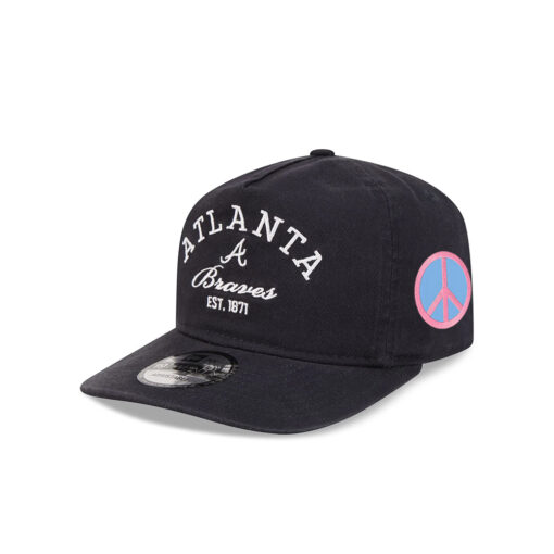 Atlanta Braves Stacked Wordmark Adjustable Cap in Black