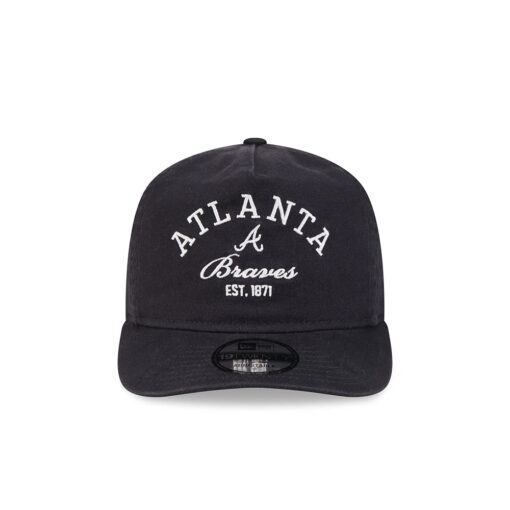 Atlanta Braves Stacked Wordmark Adjustable Cap in Black