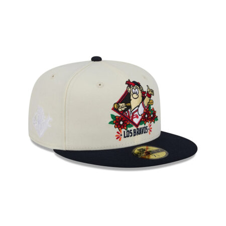 Atlanta Braves Sugar Skull Mascot Fitted Cap in Cream