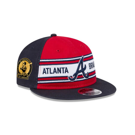 Atlanta Braves Team Stripe Retro Crown Snapback in Red Black