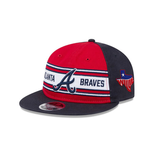 Atlanta Braves Team Stripe Retro Crown Snapback in Red Black