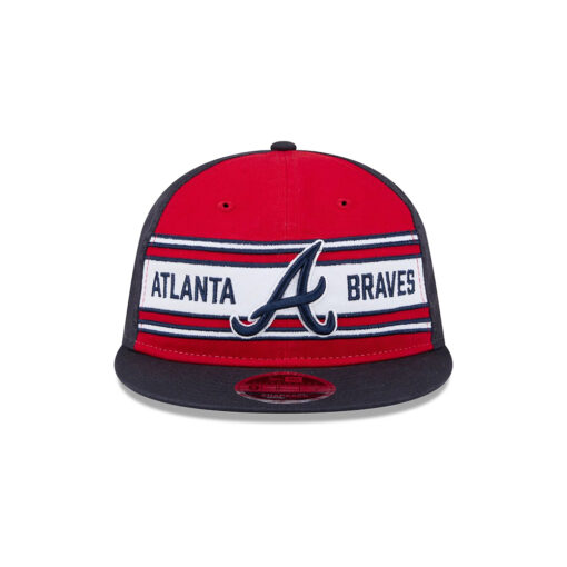 Atlanta Braves Team Stripe Retro Crown Snapback in Red Black