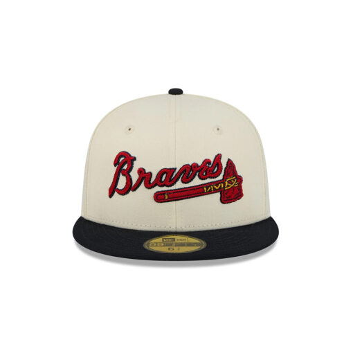 Atlanta Braves Two-Tone Stitch Fitted Cap in White