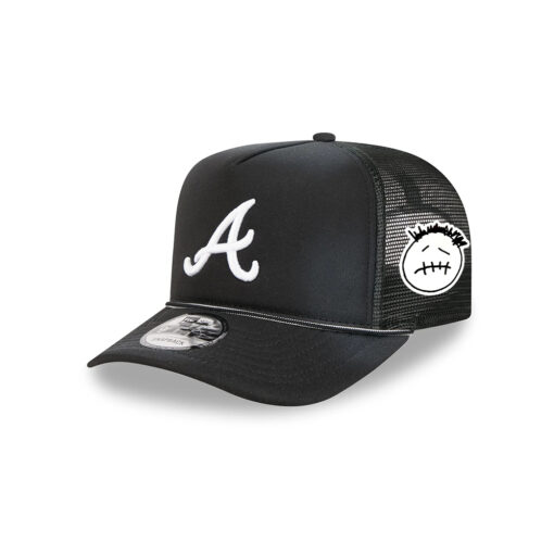 Atlanta Braves Washed Fabric A-Frame Snapback in Black