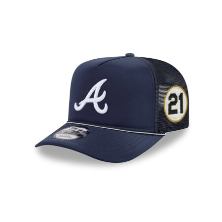 Atlanta Braves Worn Fabric A-Frame Snapback in Navy