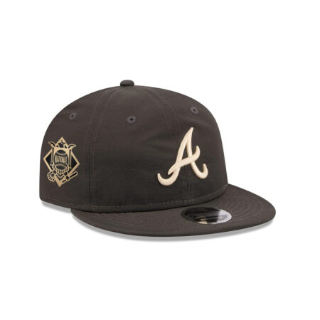 Atlanta Braves x Three Looms Nylon Retro Crown Adjustable Cap in Black
