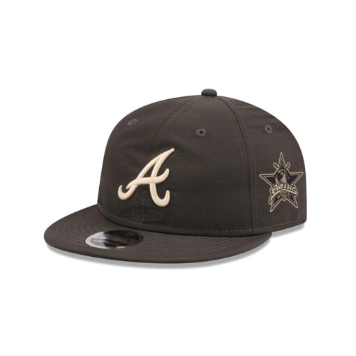 Atlanta Braves x Three Looms Nylon Retro Crown Adjustable Cap in Black