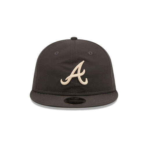 Atlanta Braves x Three Looms Nylon Retro Crown Adjustable Cap in Black