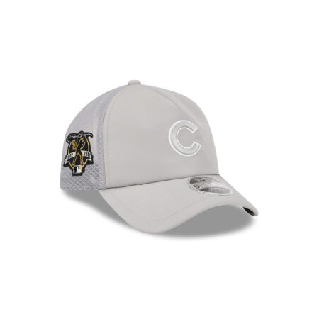 Chicago Cubs Gray Practice-Day Mesh Trucker Cap